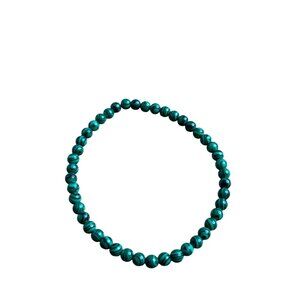Malachite Bead Stretchy Bracelet Green Black 6.5 inches Unstretched